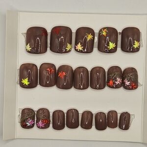 Brown Autumn Leaf Press-On Nails